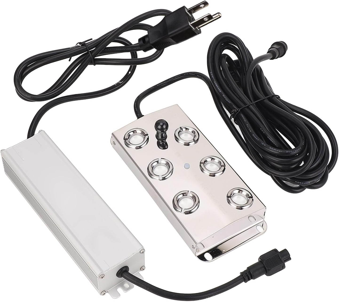 Jectse Ultrasonic Fogger, 6 Head Ultrasonic Mist Maker Stainless Steel Ultrasonic Fogger Humidifier IP67 Power Supply for Vegetable Preservation Landscape (US Plug 100-240V)