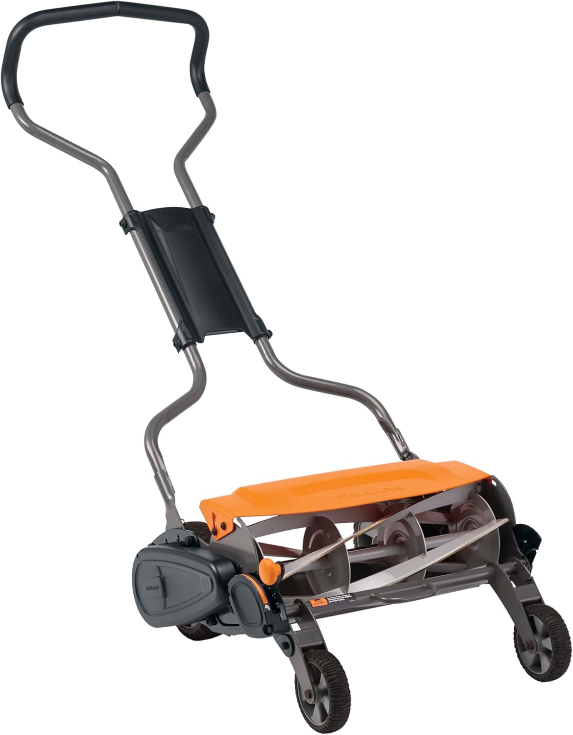 Fiskars Push Mower, Cut Width Manual Reel Mower with No Motor, Eco-Friendly Manual Reel Lawn Care, 18