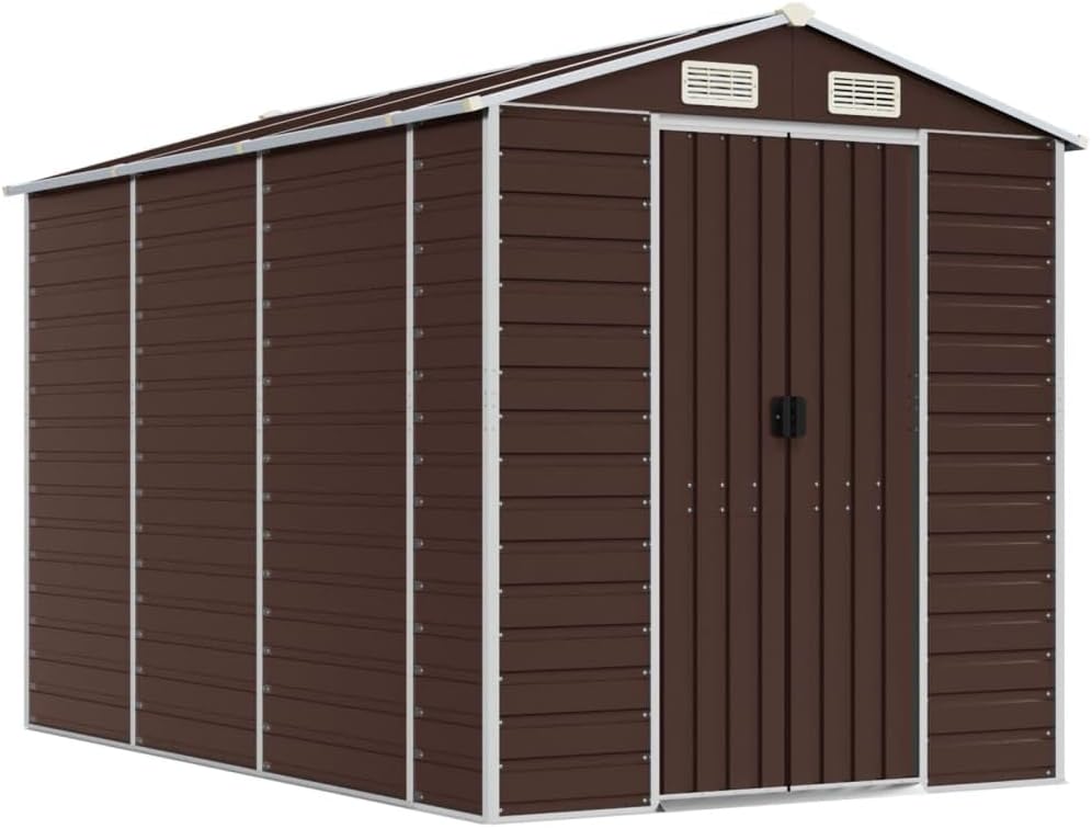 vidaxl Garden shed - Brown Galvanized Steel Storage - 75.2
