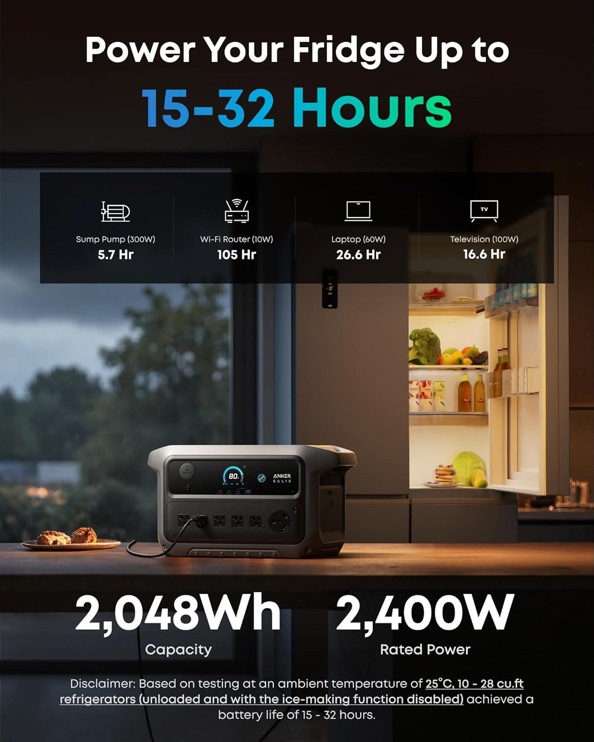 Anker SOLIX C2000 Gen 2 Portable Power Station, 2,400W (Peak 4,000W) Solar Generator, Full Charge in 58 Min, 2048wh LiFePO4 Battery for Home Backup, Power Outages, and Camping (Optional Solar Panel)