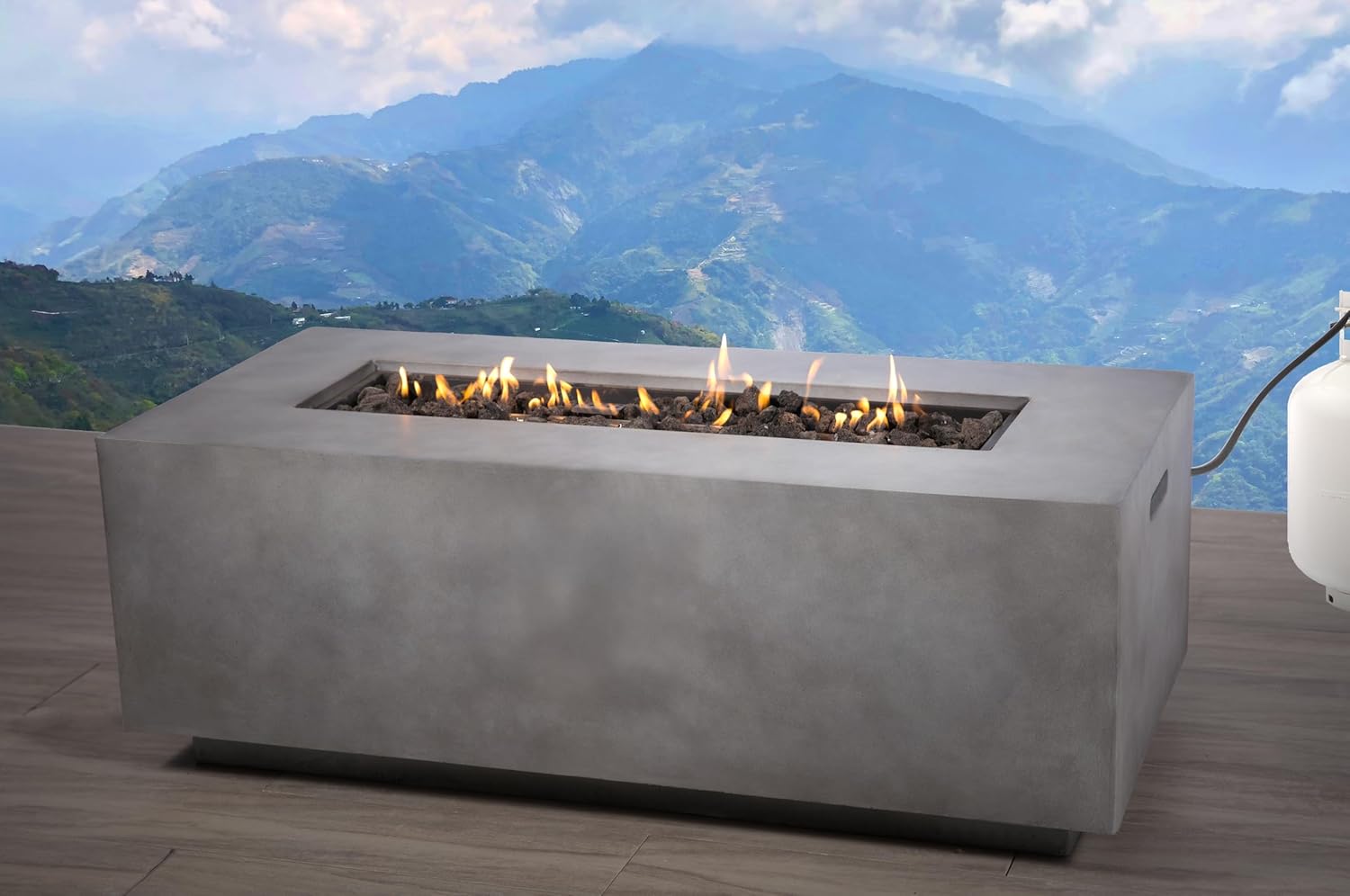 Concrete Propane Outdoor Fire Pit Table(Gray Concrete)