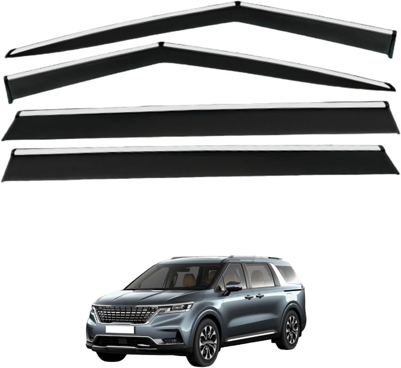 Window Deflectors for Kia Carnival MK4-KA4 2021+, Sun Rain Guard Window Visors Vent Shades with Bright Stripes Car Accessories