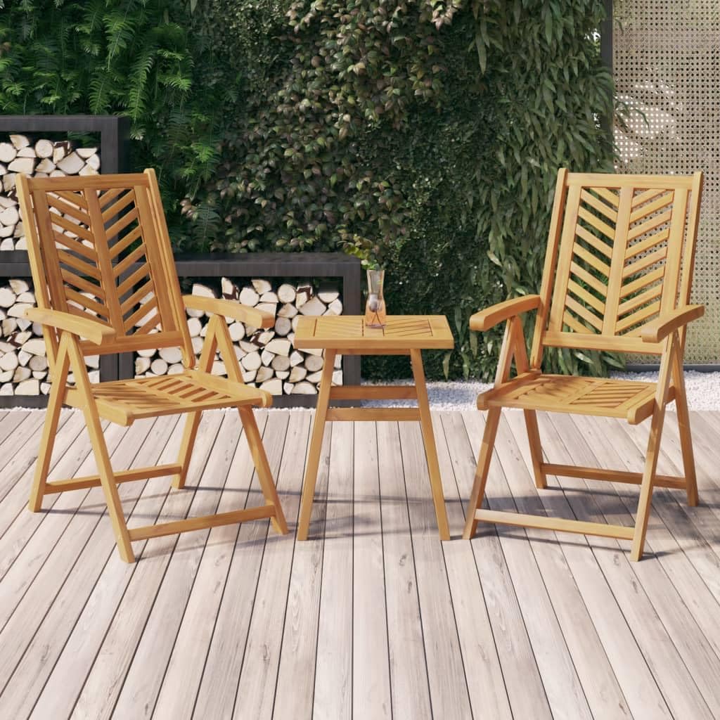 Reclining Patio Chairs 2 pcs Solid Wood Acacia,5Position Reclining Acacia Wood Patio Chair with Chevron Pattern Backrest Outdoor Furniture, Outdoor Chairs