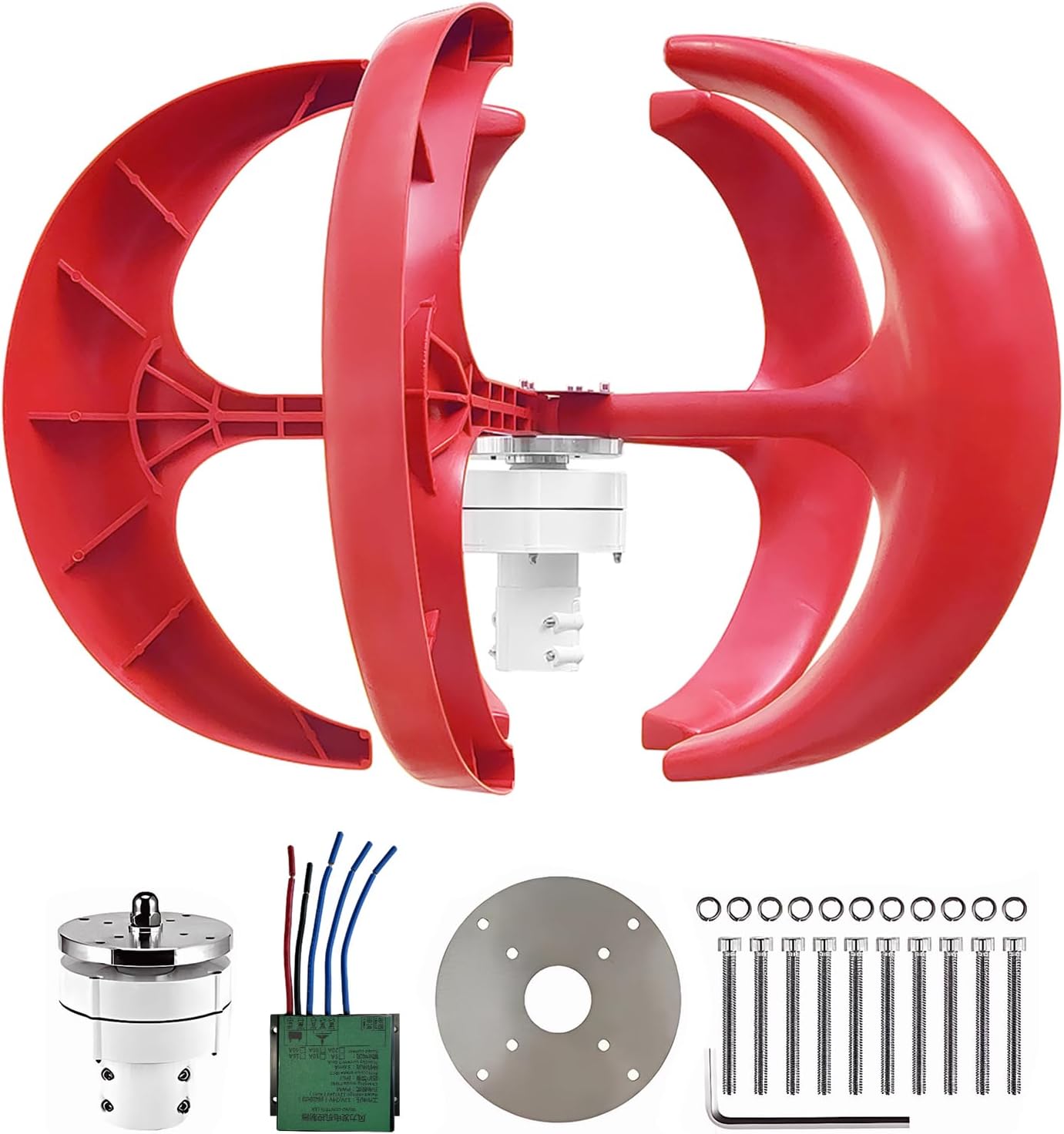 12V 400W Vertical Axis Wind Turbine, 5-Blade Lantern Design Wind Power Generator with Controller, for RV, Boat, Cabin, Off-Grid Home Charging & Marine Use