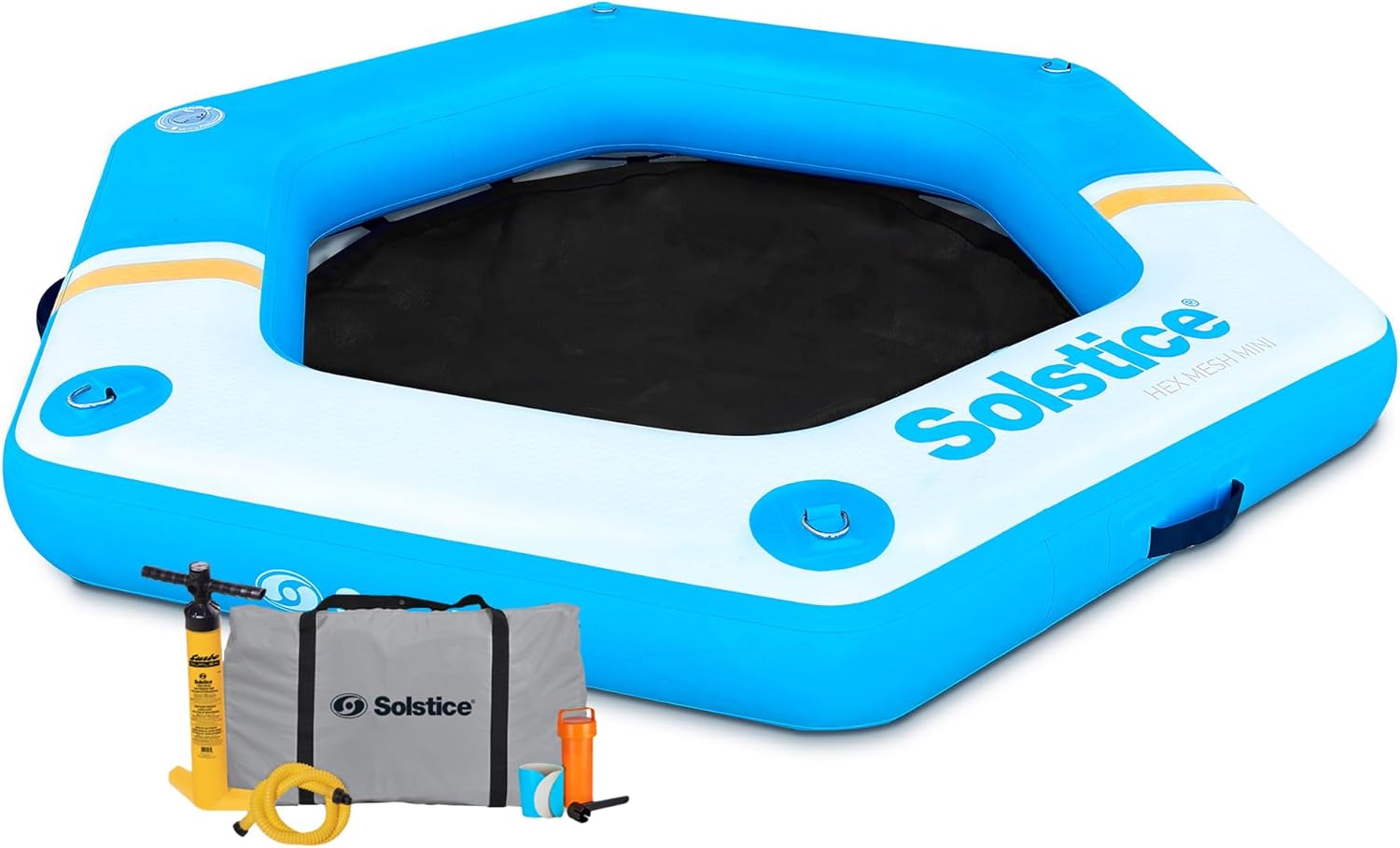 SOLSTICE Circular Mesh Hangout Ring Inflatable Dock, Floating Water Raft Platform