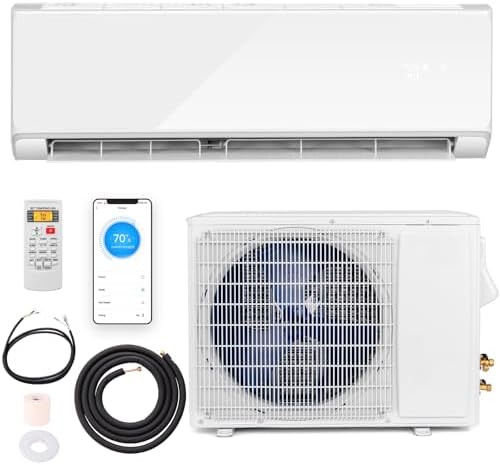 RELAX4LIFE Wifi Enabled Mini Split AC/Heating System, 12000BTU Ductless Air Conditioner & Heater w/Heat Pump, Remote, Cools up to 750 Sq.Ft, Installation Kit, 22 SEER2 208-230V Inverter Split AC Unit