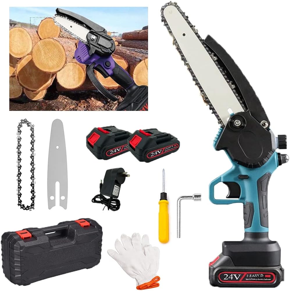 Mini Chainsaw,8 Inch Cordless Battery Powered Chain Saw,Handheld Chainsaw,Mini Saw Cordless,Lightweight Handheld Chainsaw, Handheld Small Chainsaw for Wood Cutting Tree Trimming