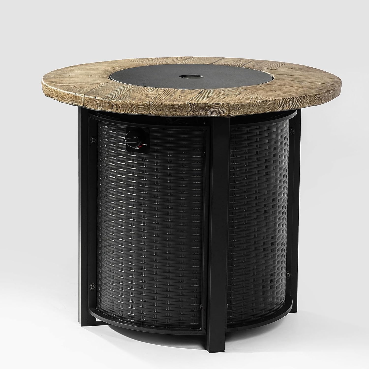 Penau 30inch Round Fire Pit Table, Propane Fire Table with Lava Rocks, Steel Construction, Versatile Outdoor Fire Pit, Safety Features