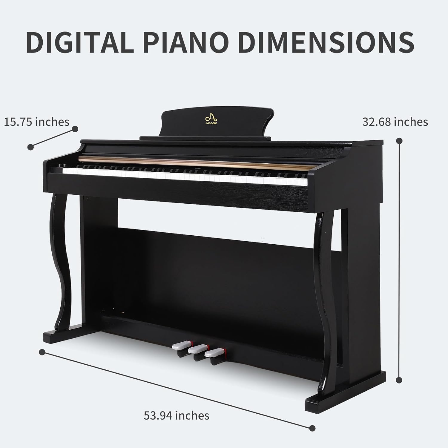 AODSK 88 Key Weighted Hammer Action Digital Piano with Full-Size Weighted Keys+AODSK Piano Bench with Padded Cushion