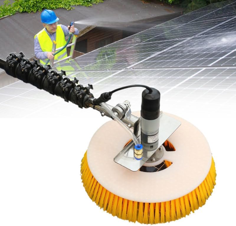 Solar Panel Cleaning Brush and Pole,Solar Panel Cleaning Brush Replacement forHead Automatic Window Glass Washing Equipment,10m