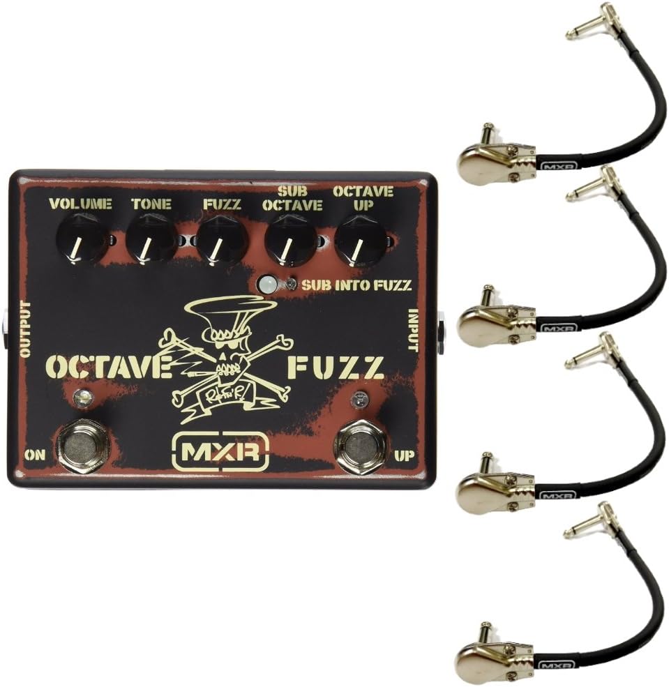 MXR SF01 Slash Octave Fuzz Effects Pedal Bundle with 4 MXR Right Angle Patch Cables