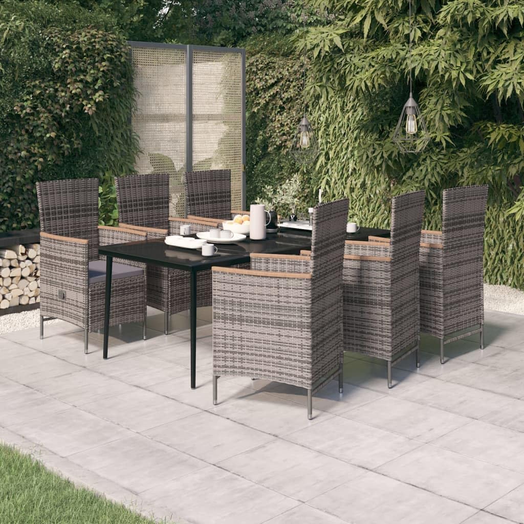 Furniture Sets 7 Piece Patio Dining Set with Cushions Gray,Versatile Outdoor Dining Set with Reclining Chairs and Protective Cover for Al Fresco Dining and Relaxation Garden Conversation Sets