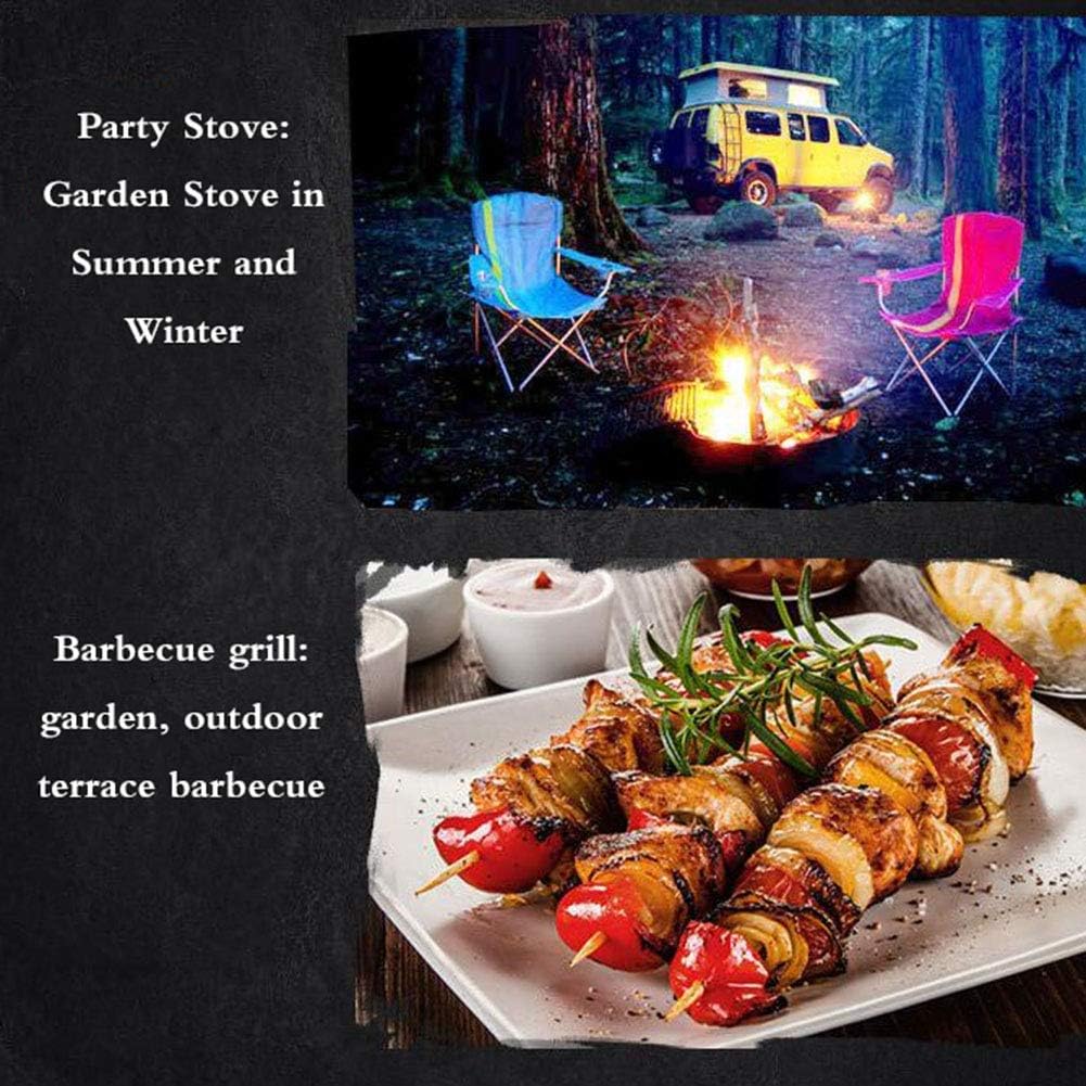 Garden Fire Pit Outdoor Party BBQ Fire Pit with Grill Shelf, Fire Bowl for Garden and Patio with Outdoor Round Wood Burning Outdoor Party BBQ Fire Pit Grill Barbecue Rack