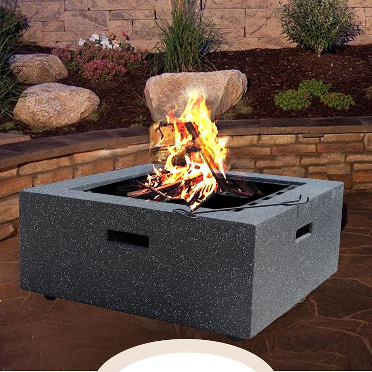 Wood Burning Fire Pit BBQ Grill Firepit Bowl Outdoor Fire Pit Table Concrete Round and Wood Burning Fire Pit 3 in 1 Fireplace for Bonfire Barbecue in The Wild