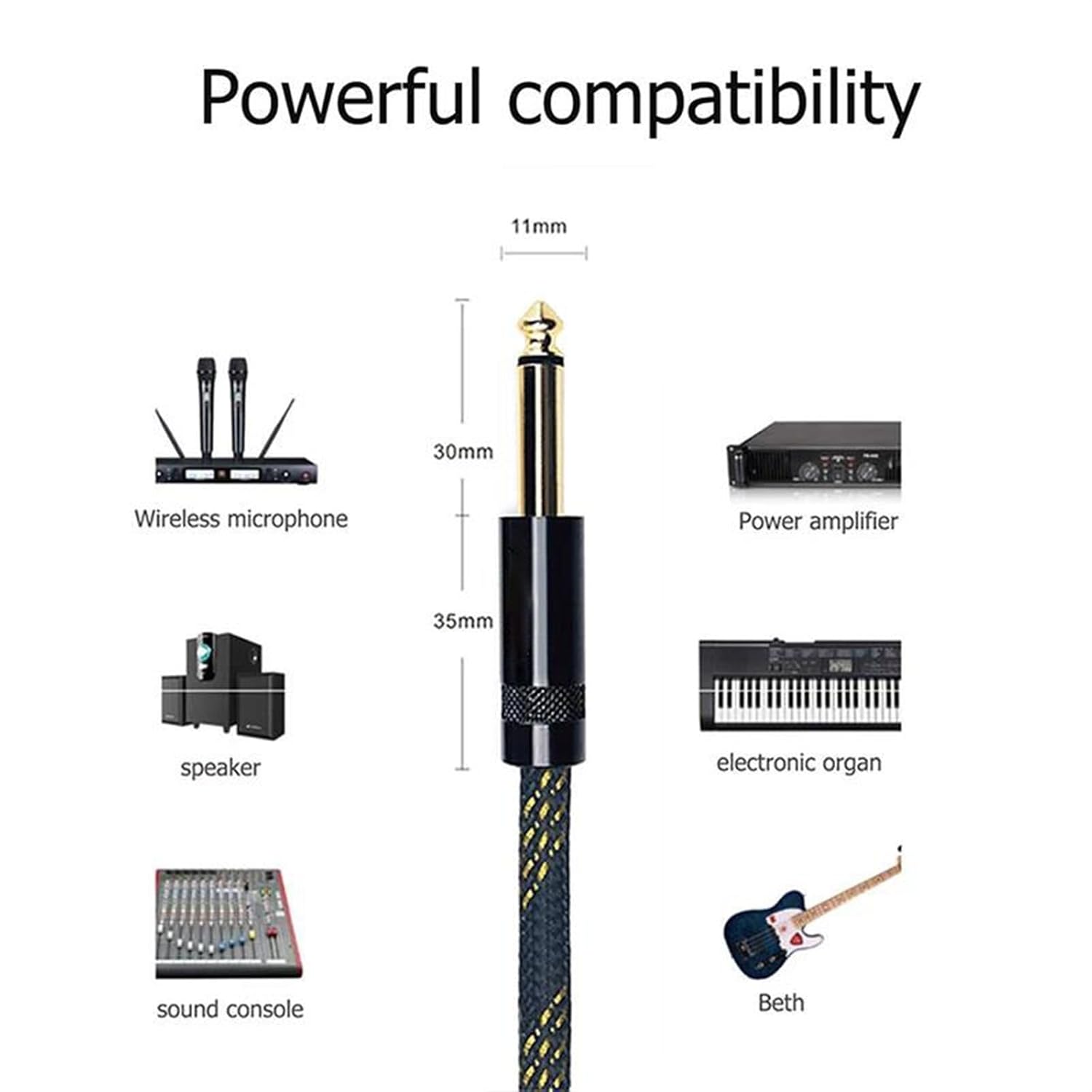 Pro Audio Cable Cable 6.5mm 4N OFC for Microphone Guitar Amplifier CD Player Speaker(1.5m)