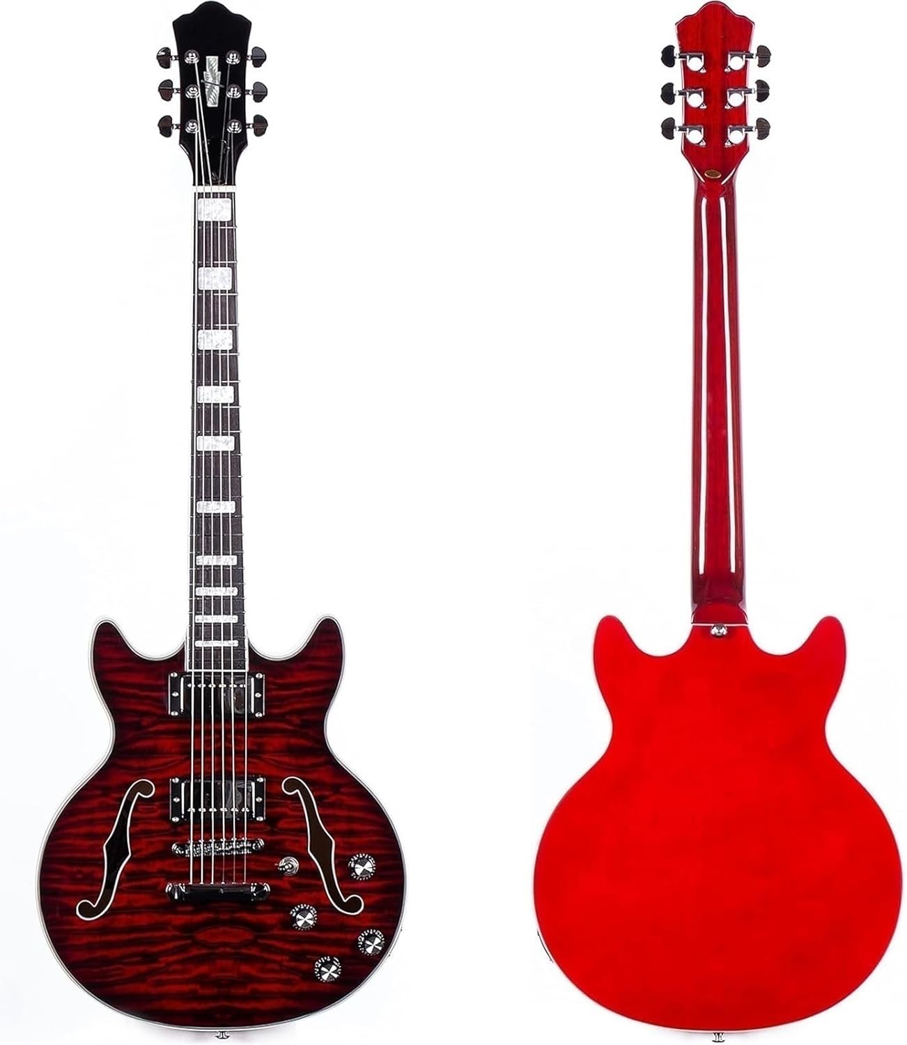 Beginner Electric Guitar Kits Red Semi Hollow Body Electric Guitar