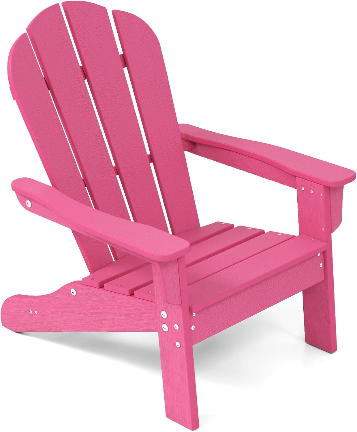 Costzon Kids Adirondack Chair, All-Weather HDPE Patio With High Backrest, Armrests, Fire Pit for Ages 3-8, Indoor Outdoor Lounge for Garden, Lawn, Yard (1,Pink)