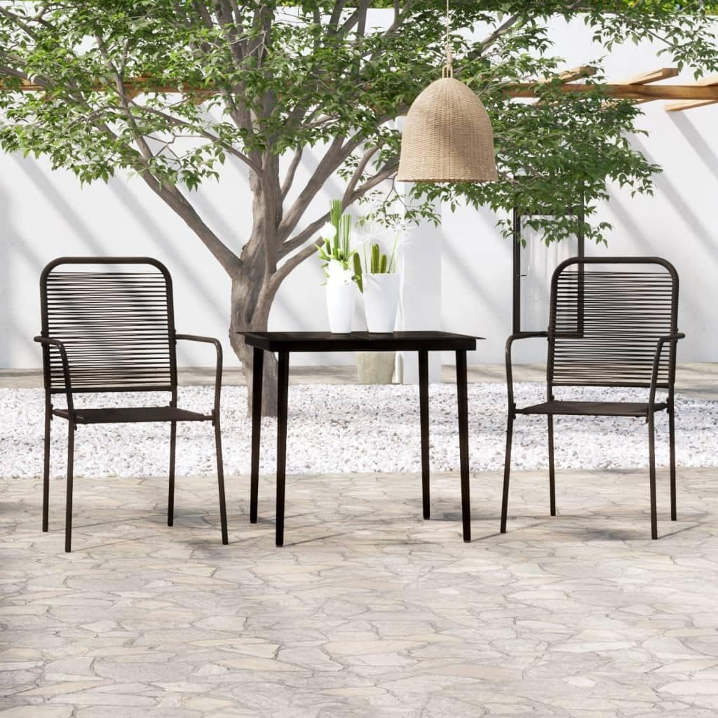 3 Piece Patio Dining Set Black Garden Furniture