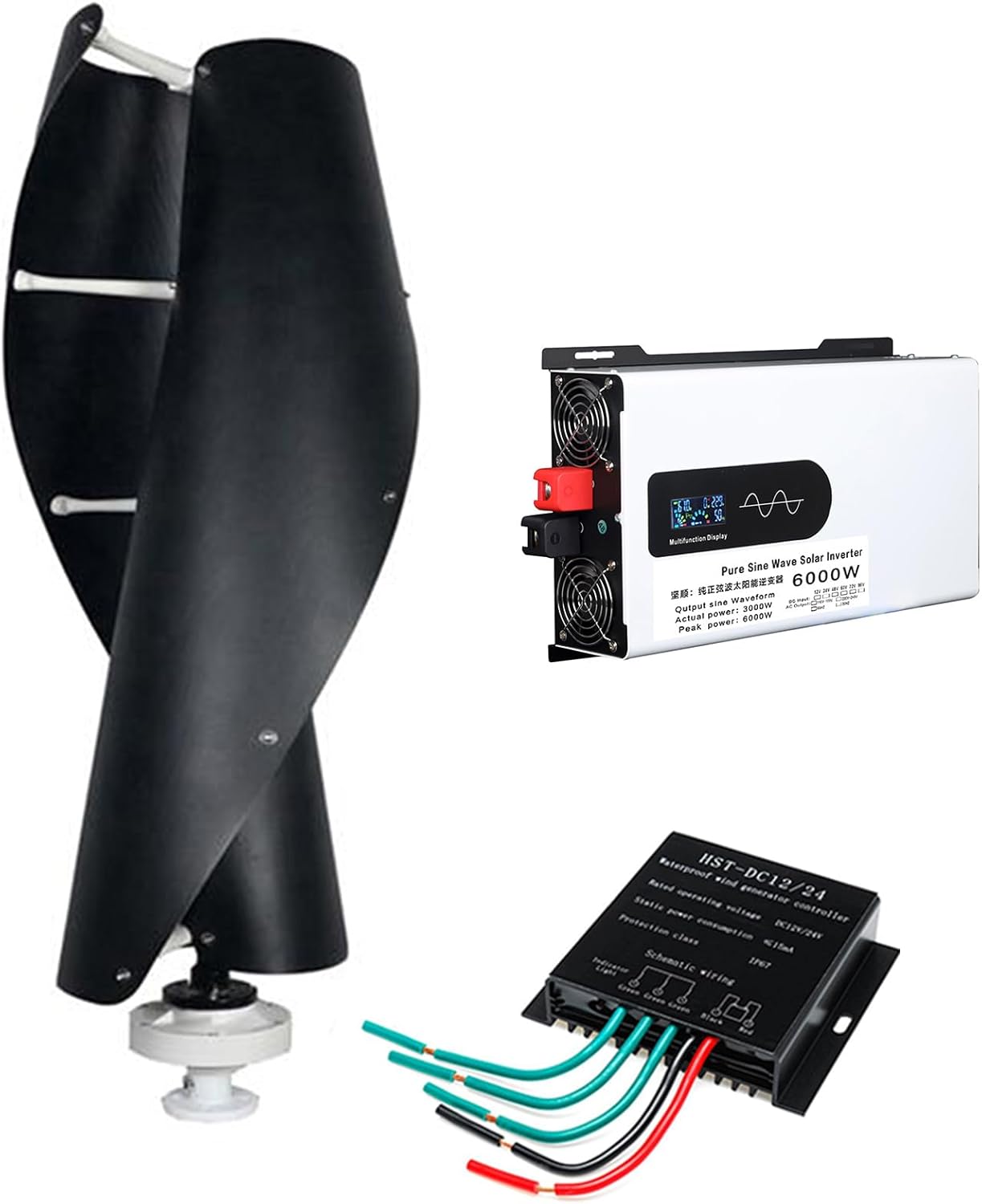 12V 24V 48V 220V Small Wind Turbine Generator Efficient and Noiseless Vertical Wind Generator with Mppt Controller for Hybrid Home Use (6000W-48V)