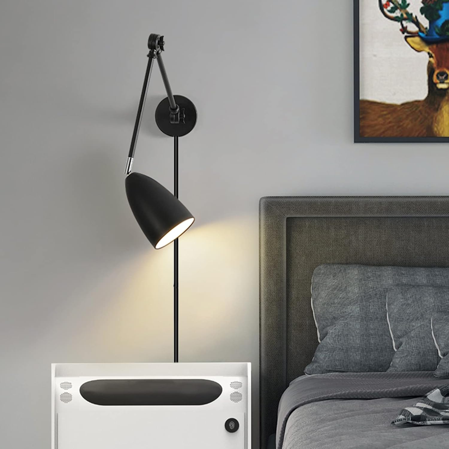 Wall Light Sconces Long Arm Industrial Retro with Switch, Adjustable Led Wall Lamp Reading Rustic, Expandable Bedroom Vintage with Câble for Aisle ​Bedside 5w,Silver