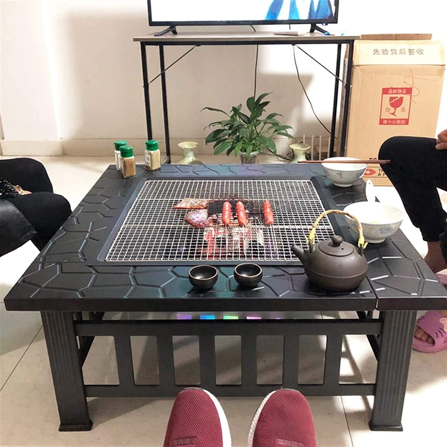 Outdoor Fire Pit Outdoor Fire Pits Outdoor Square Metal Firepit Backyard Patio Garden Stove Wood Burning BBQ Fire Pit with Rain Cover