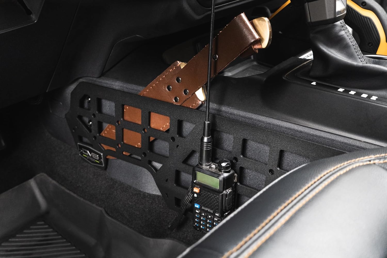DV8's Center Console Molle Panels for 2021-2025 Ford Bronco | Mounts Quick Access Gear & Accessories | Durable Steel Construction | Black Powder Coat Finish | Driver & Passenger Side Panels Included