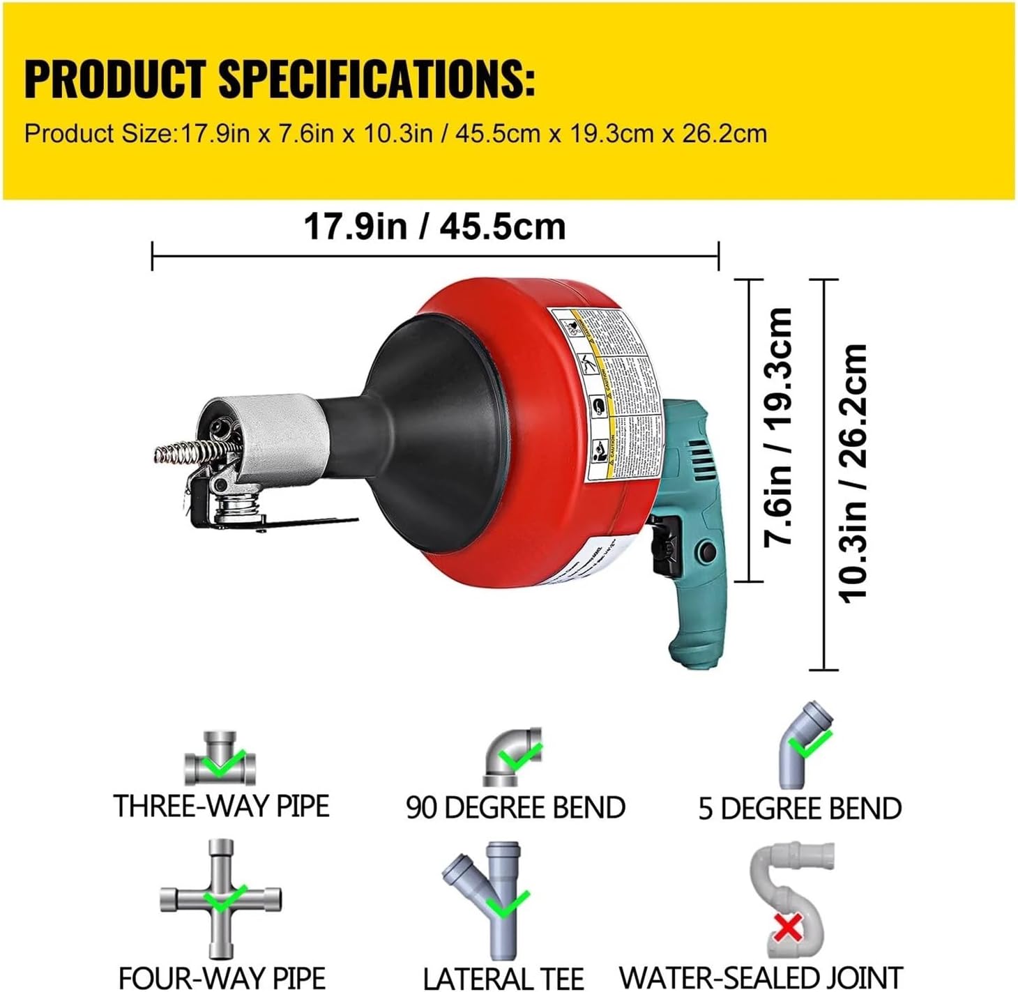 Handheld Electric Drain Cleaner 20-65 Mm Manual Pipe Unblocker Kitchen Sink Toilet Sewer Dred Cleaning Clogs Machine 8M