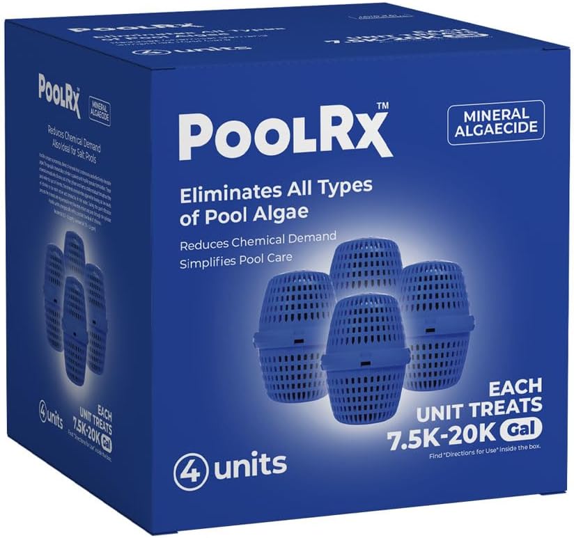 PoolRx 101003 4-Pack Blue Units Swimming Pool Algaecide, 4 Pack