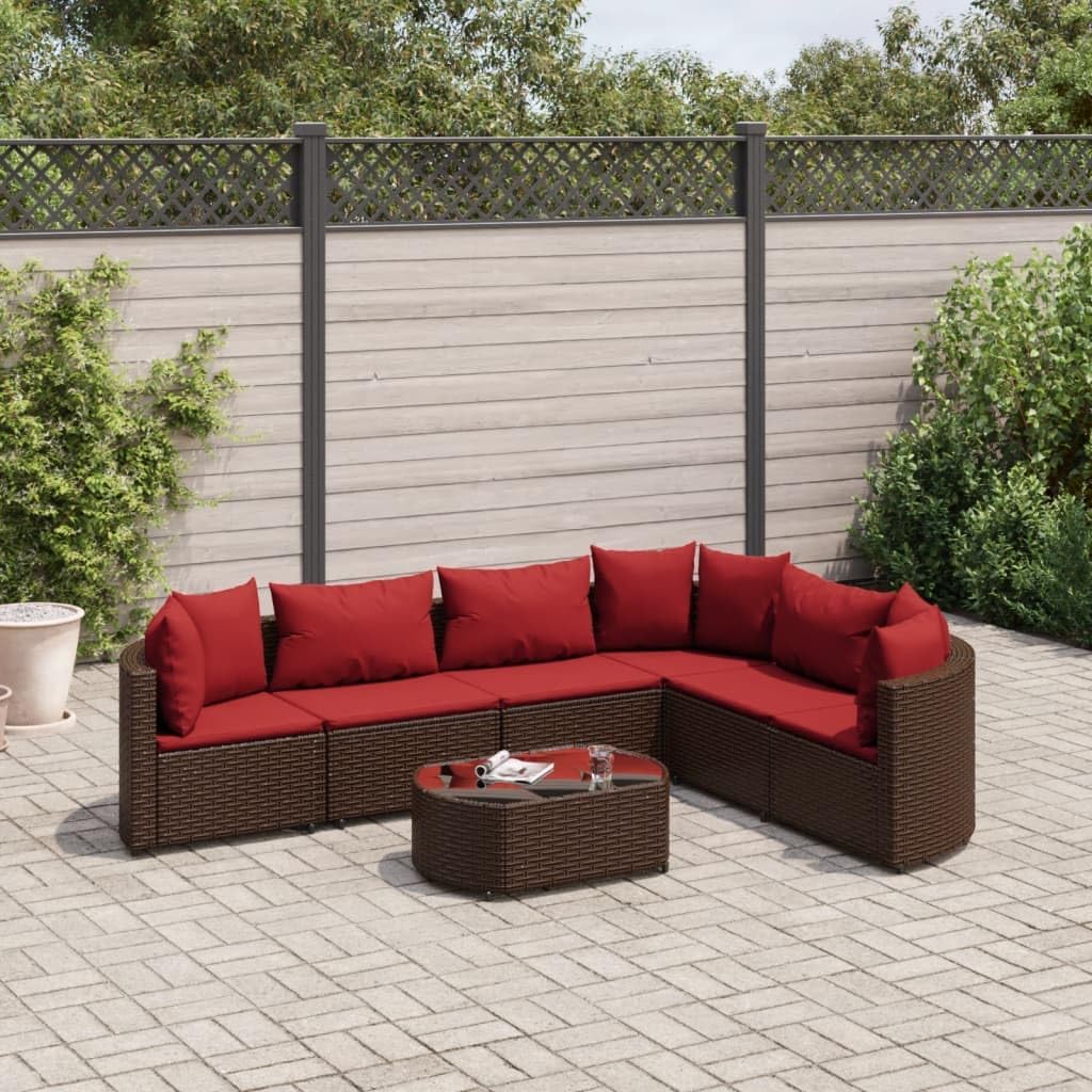 Furniture Sets 7 Piece Patio Sofa Set with Cushions Brown Poly Rattan,Relaxing Outdoor Sofa Set with UVresistant Rattan and Comfortable Cushions for Patio or Garden Garden Conversation Sets