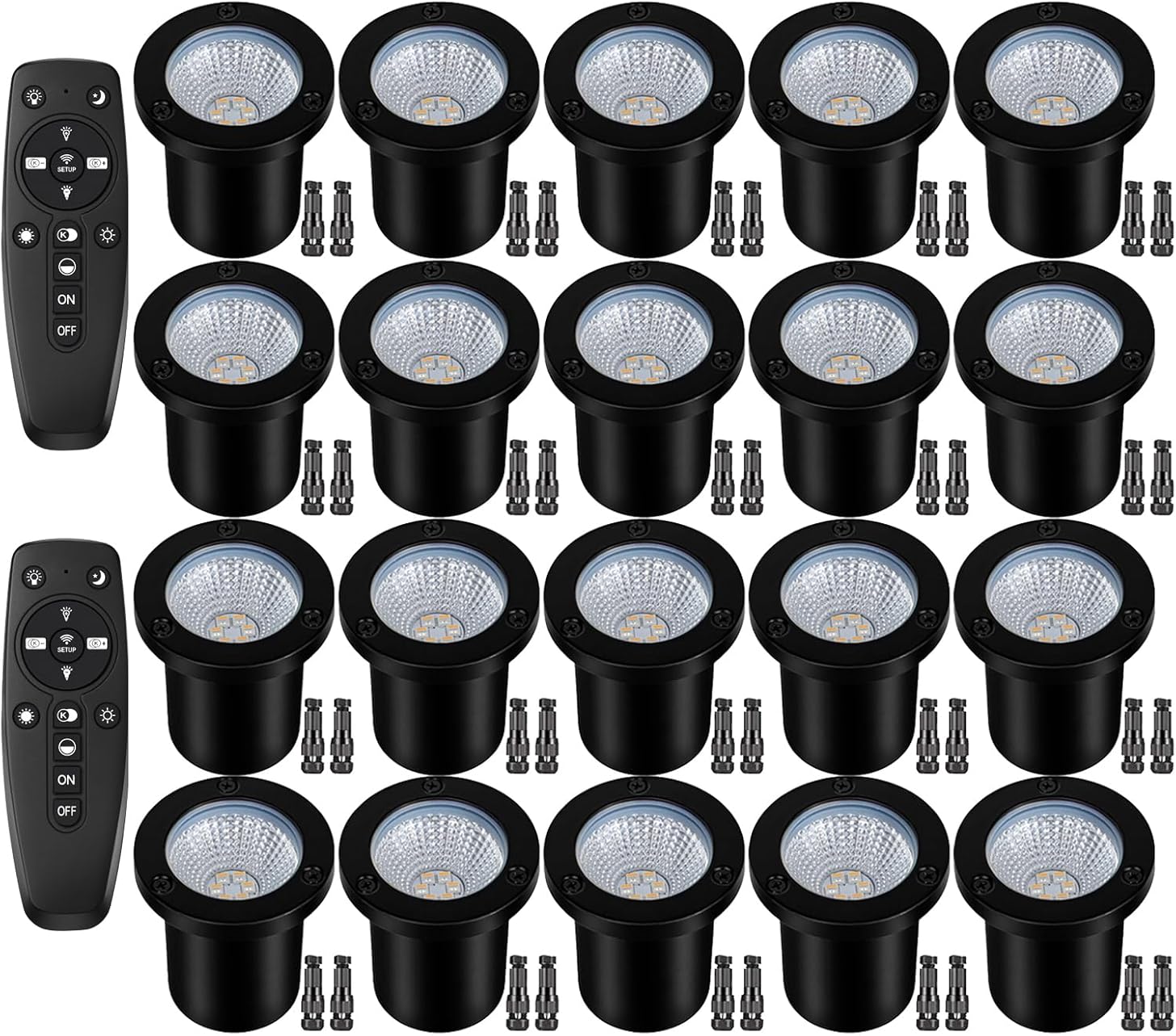 2700K-6500K Dimmable Landscape Well Lights, Low Voltage Outdoor In-Ground Lighting IP67 Waterproof with Memory Function, 12-24V Landscape Lighting for Garden Pathway Yard (20 Pack)