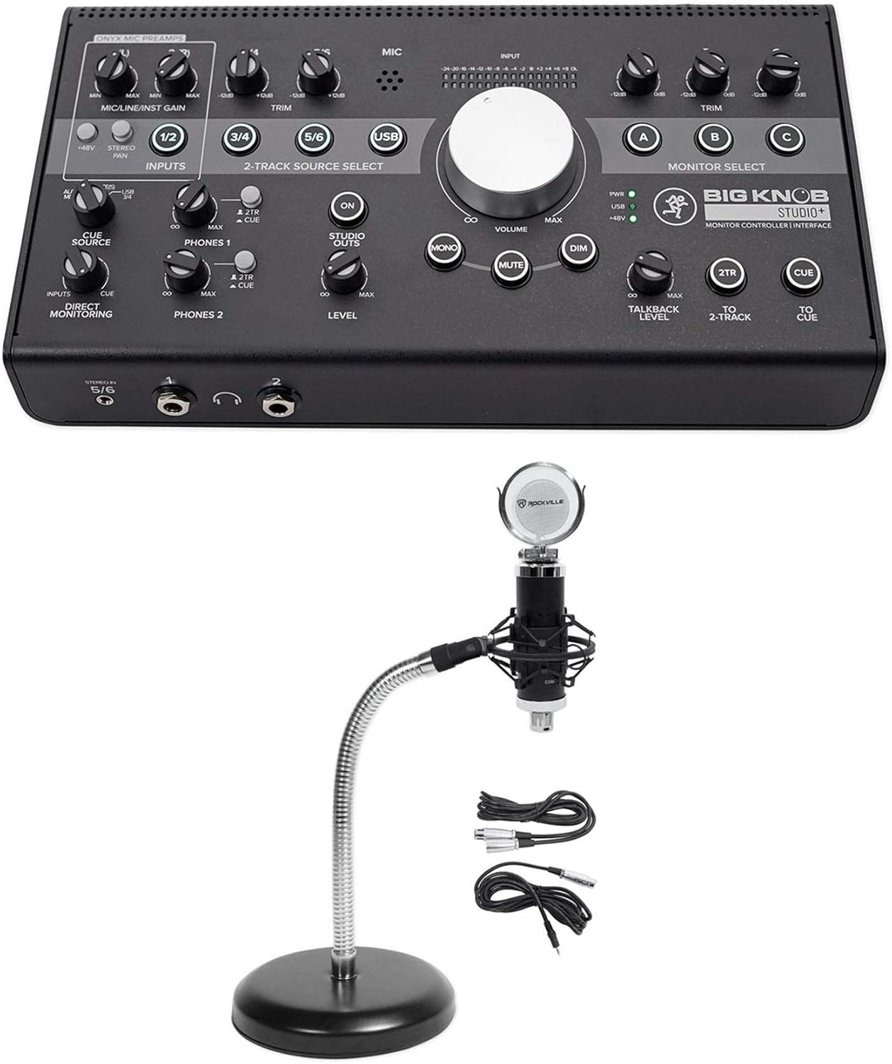 Mackie Big Knob Studio + Plus Monitor Controller Interface +Microphone+Mic Stand
