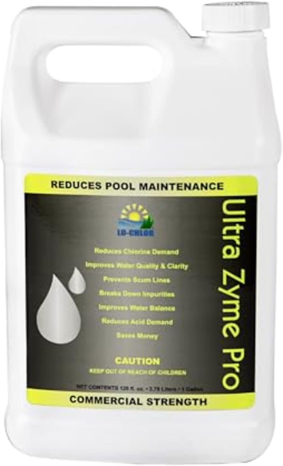 Ultra Zyme Pro Pool Enzyme Treatment - Eliminates Scum Lines & Reduces Chlorine Demand by 30% to 50% Or More, Swimming Pool Enzymes That Noticeably Improve Water Clarity (128 Oz)