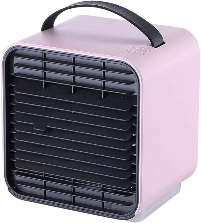 Portable Air Conditioner Fan, Rechargeable USB Air Conditioner Fan, Personal Mini Evaporative Air Cooler with 3 Speeds, Quiet Air Cooler Fan, for Home Office (Color : Pink)