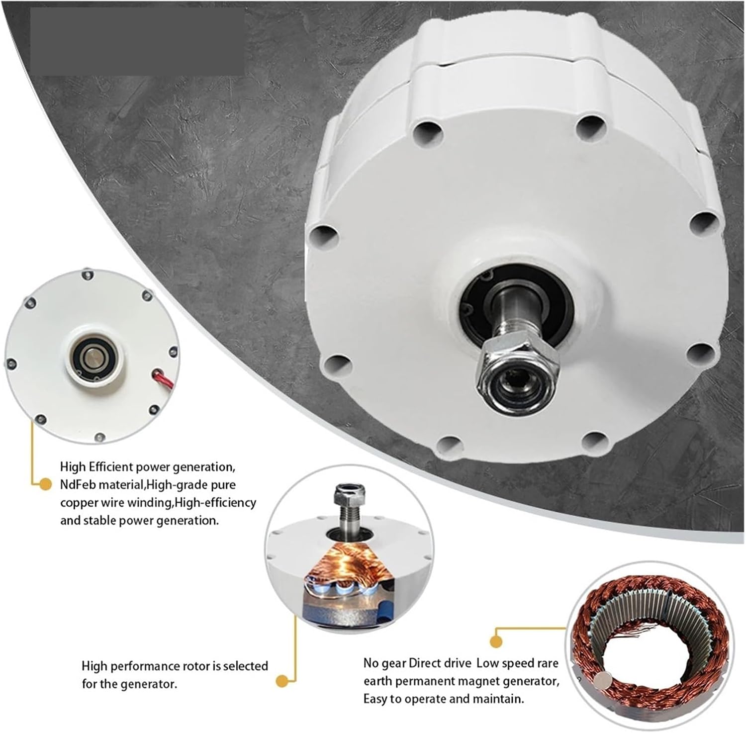 Wind Turbines, Dynamo nerator 1000W 12V 3 Phase arless Permanent Magnet AC Alternators Use for Wind Water Turbine Engine(WB,Double Shaft)