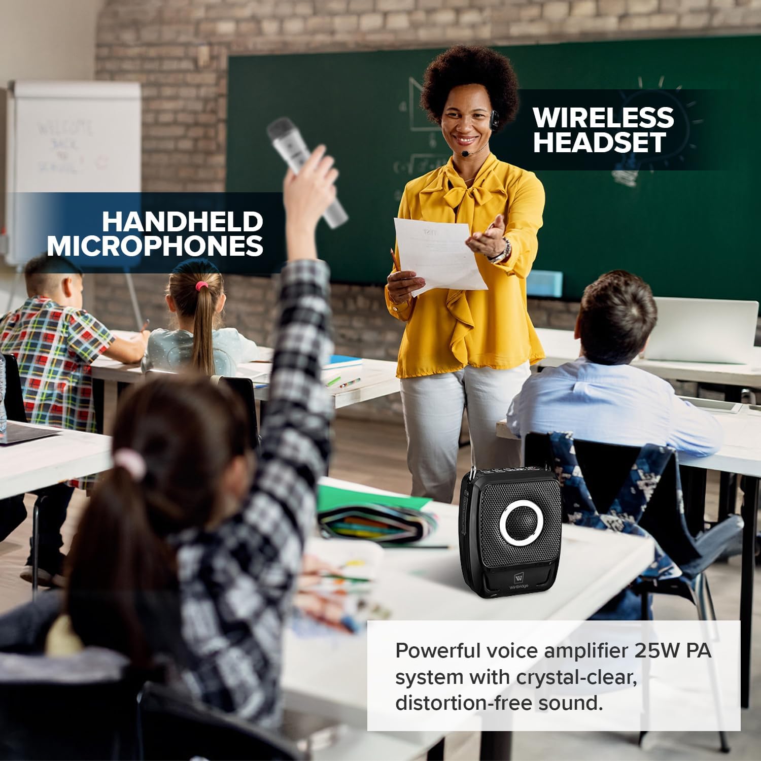 Voice Amplifier with 2 Wireless Mics, 25W High Capacity 5200mAh Personal Voice Amplifier Portable Pa System Megaphone Bluetooth Speaker,Wireless Microphone System for Teaching, Fitness, Outdoor