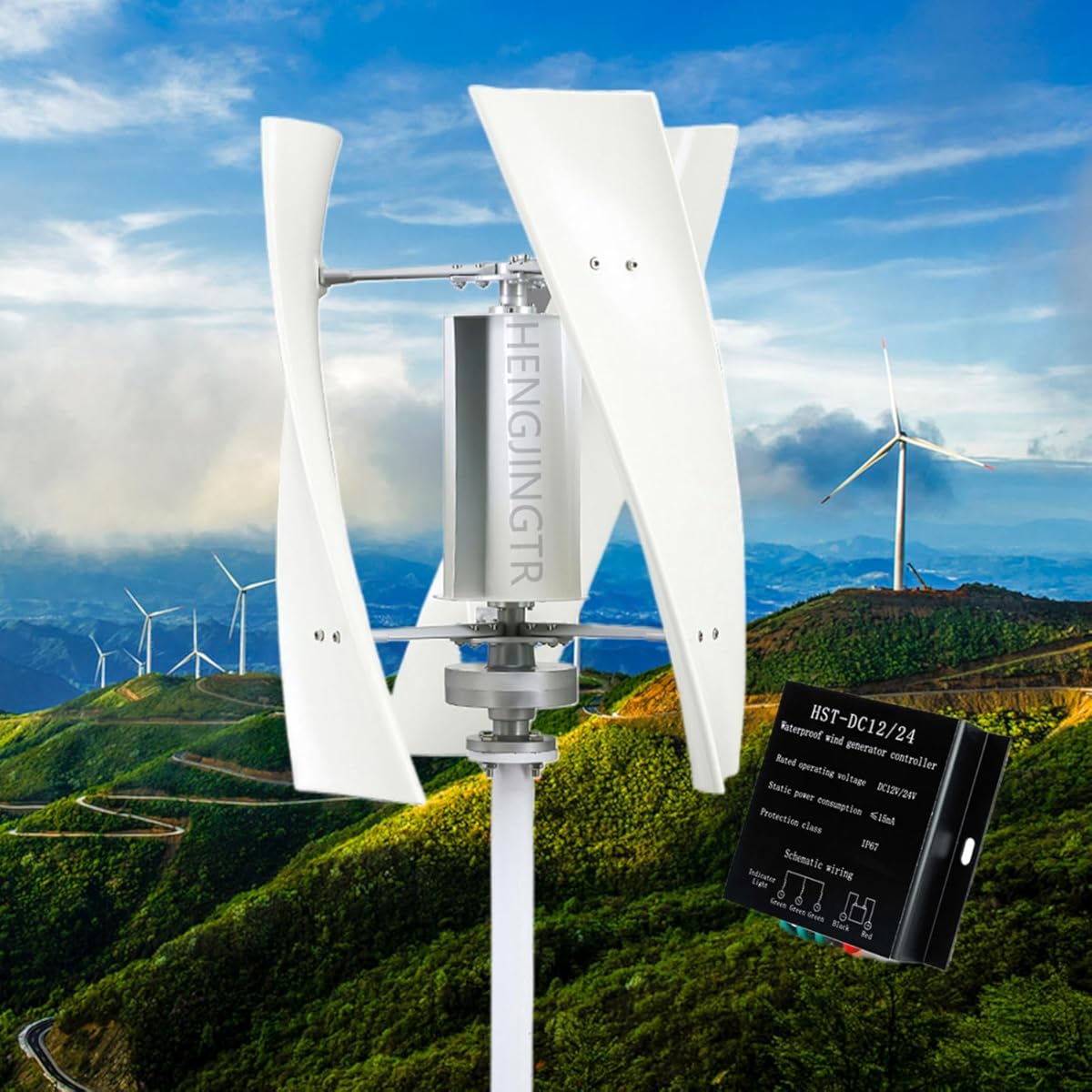 8000W Vertical Axis Wind Turbine Generator, W/Controller 220V 48V 24V 12V for Street Lighting Wind Turbine Power Generation Permanent Magnet Generator