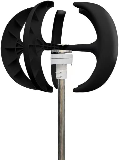 Wind Turbine, Vertical Wind Turbine Windmill 1000W 12v 24v Low Noise Wind Speed Start Rotation Free Energy with MPPT Charge Controller(Black,Turbine ONLY_24V)