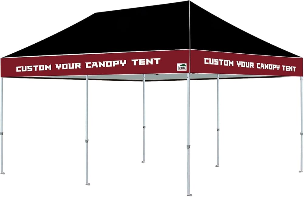 Eurmax USA 10x20 PRO Pop up Canopy Custom Tent Imprinted Fair Vendor Tent with Your Logo Bonus Roller Bag