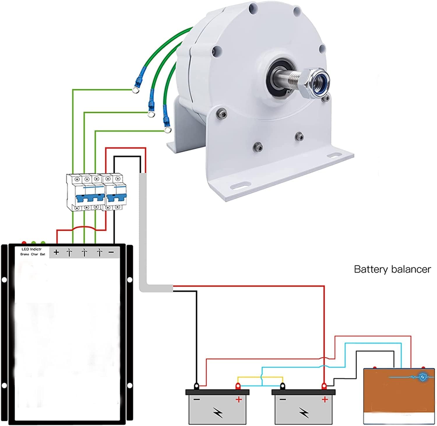 5000W Low RPM with Controller Permanent Magnet Alternator 3 Phase Generator for Wind Turbine Water Turbine(White,with Base)