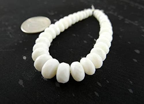 african white opal | rare faceted graduated rondelle beads | mini strands of approx. 33 pieces size: 4x2mm-8x4mm