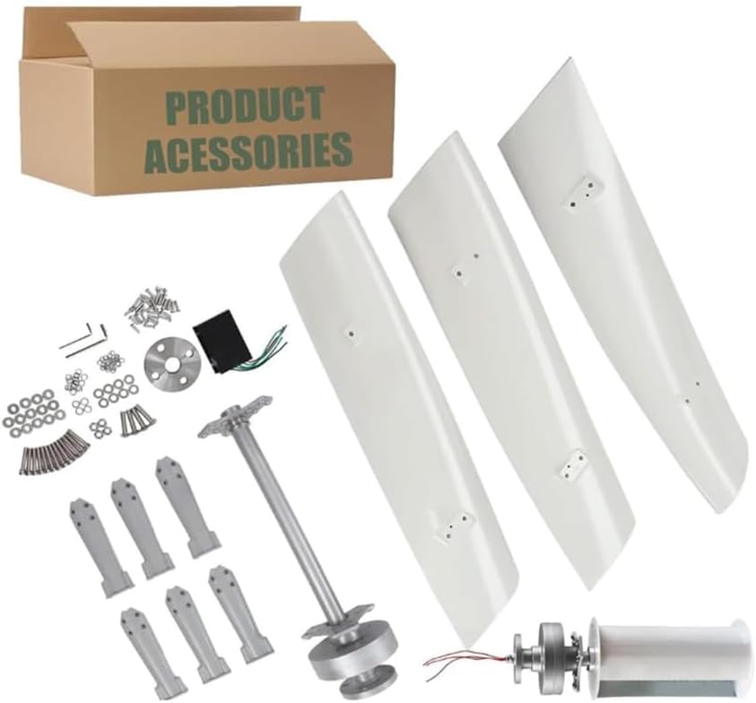 12V/24V/48V 10000W Permanent Magnetic Levitation Vertical Axis Wind Power Generator, Low Speed 3 Blades Wind Turbine Kit Suitable for Boat Ocean