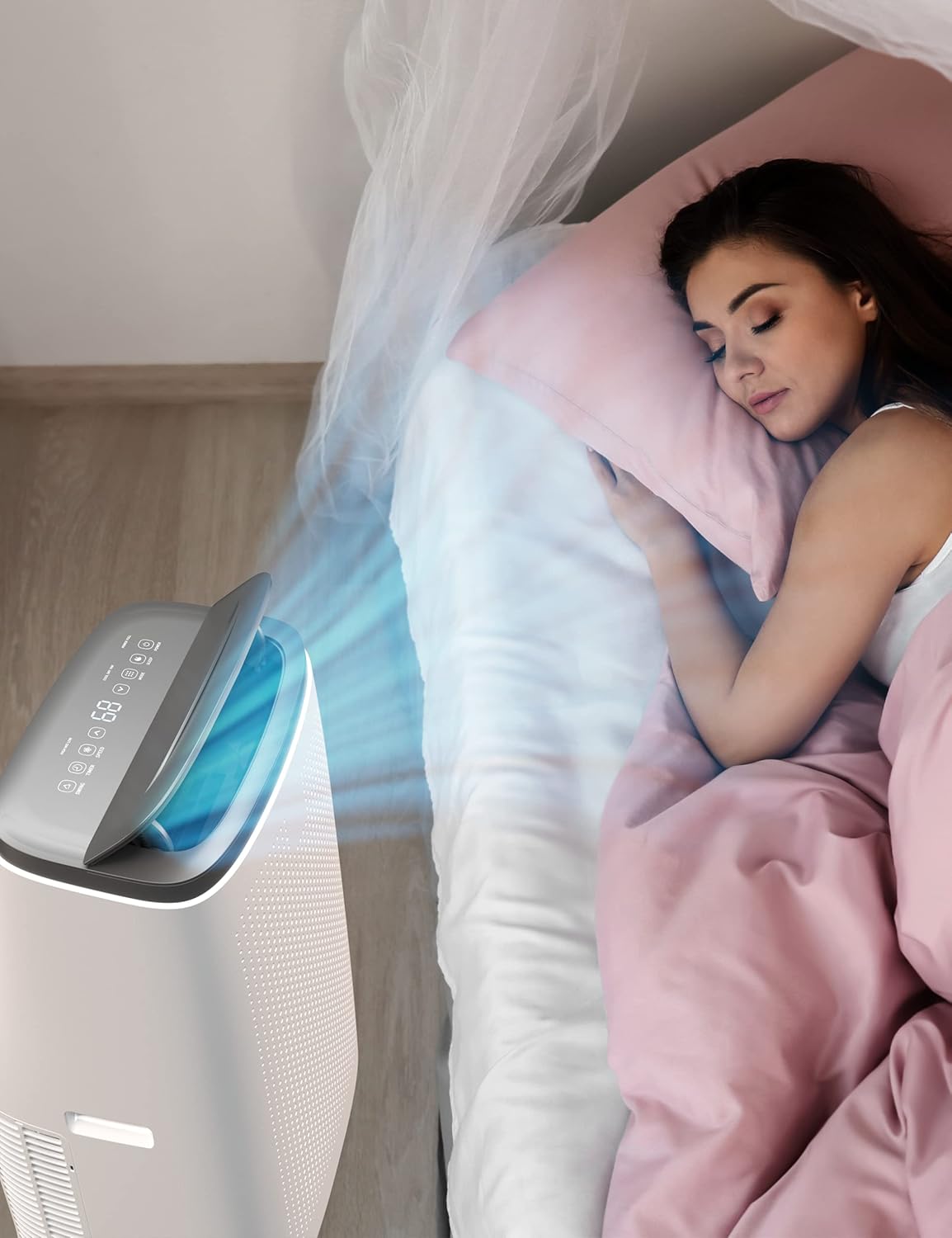 14,000 BTU Portable Air Conditioner with Remote Control, 4-IN-1 Remote Control Vertical AC Unit Cooling up to 750 Sq. Ft. Cooling/Dehumidifier/Fan/Timer, Low Noise, Apartment, Bedroom, Office, Gray