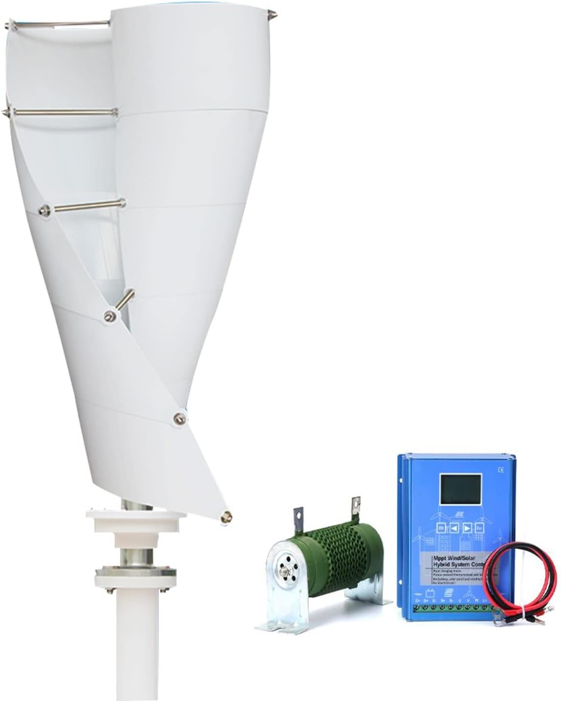 2000W 12v 24v 48V Vertical Wind Turbine Generator Kit Windmill With Hybrid Controller Home Low Noise Wind Turbine Generator Vertical Axis Maglev Wind Turbine Generator ( Color : White , Size : 24V )