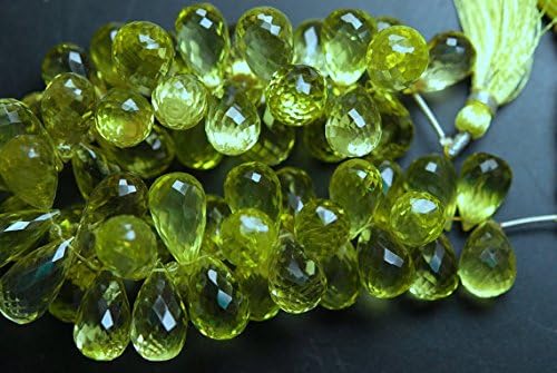 13 inch natural beads strand of 25-16mm faceted drop green gold lemon topaz gemstone beads for DIY jewelry - necklace, bracelet, earring, ring.