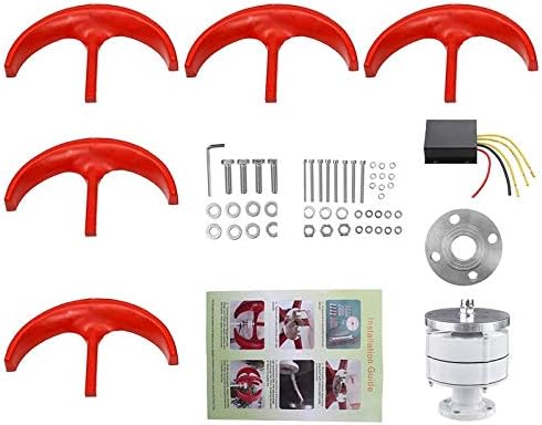 6000W Wind Turbines Generator+Controller 12V 24V 5 Blades Lantern Vertical Axis Permanent Magnet Generator for Home Streetlight 24v red (12v red)