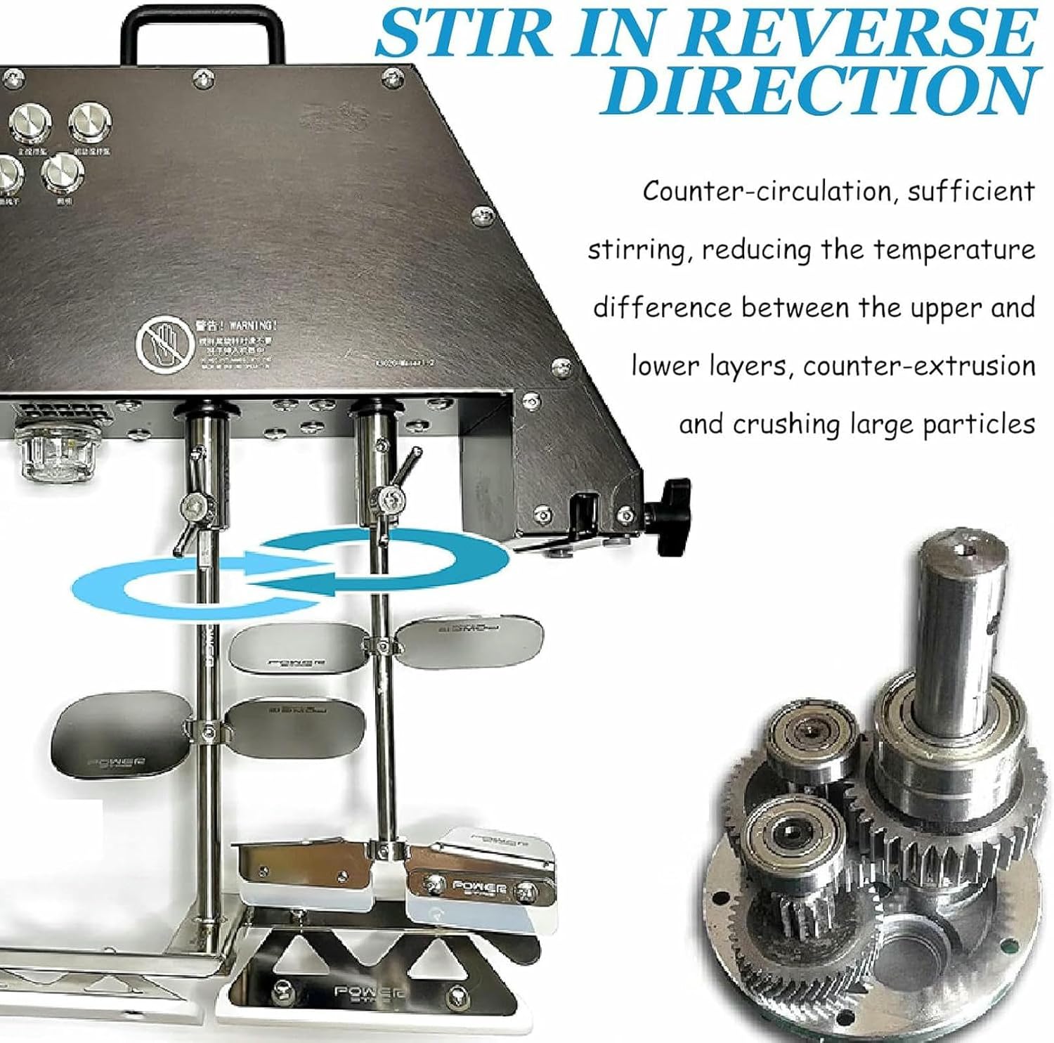 60W Electric Fruit Press Strainer Machine, Commercial Electric Food Stirrer Pot, Stainless Steel Automatic Mixer Machine with Double Stirring Paddle