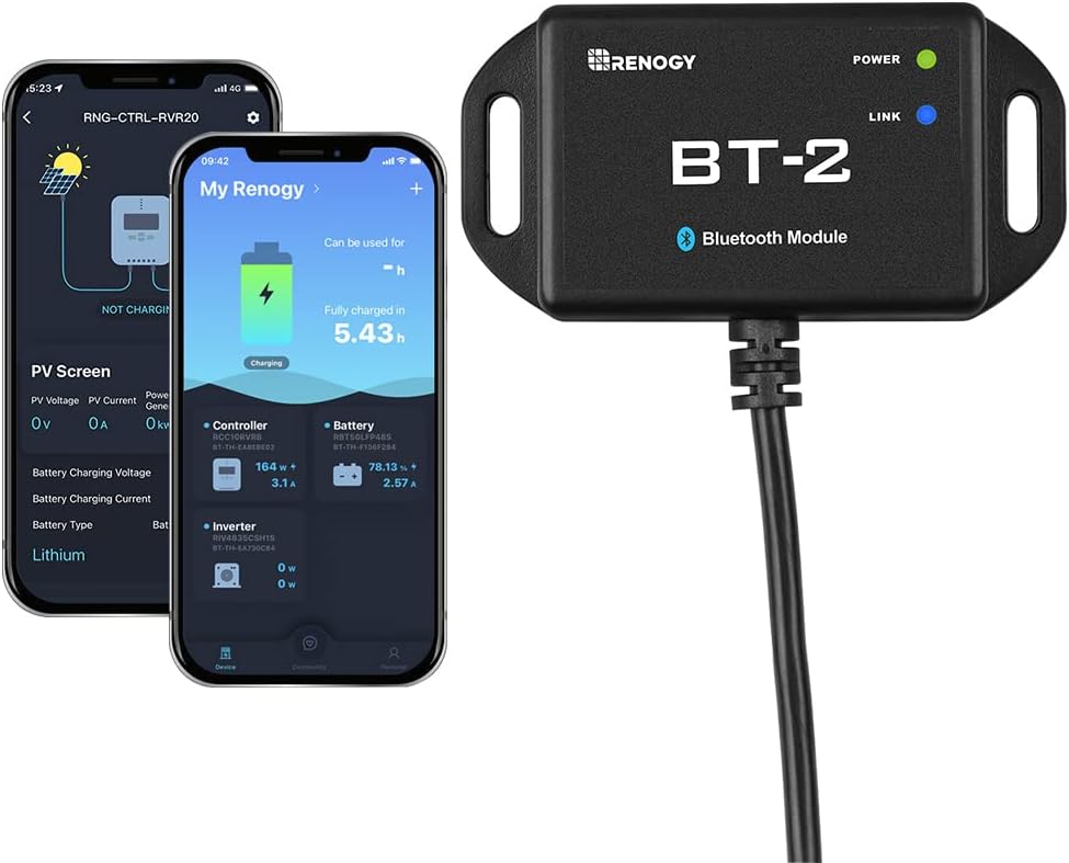 Renogy 60A MPPT Solar Controller with BT-2 Wireless Kit- 99.9% Efficiency + 48V Support, IP54 Waterproof for RV/Solar Farms