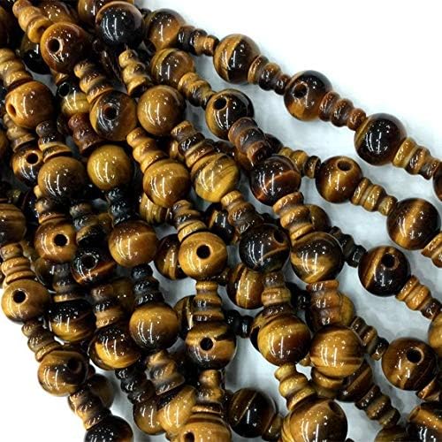 1 strands natural yellow tiger eye stone jasper pagoda tee three links buddha head tibet guru barrel big hole beads size: 10mm+6x8mm (10 sets/lot) 04195