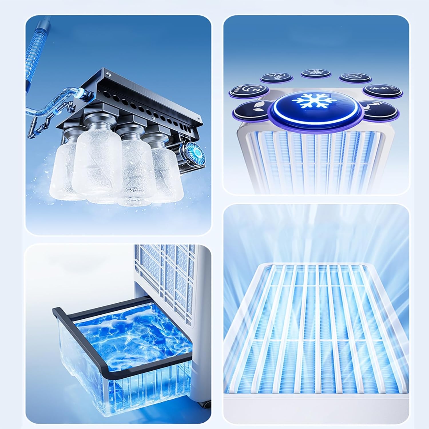 Portable Air Conditioner, Semiconductor Cooling Unnecessary Ice Packs, 5-7 L Tank, 7.5 H Timer