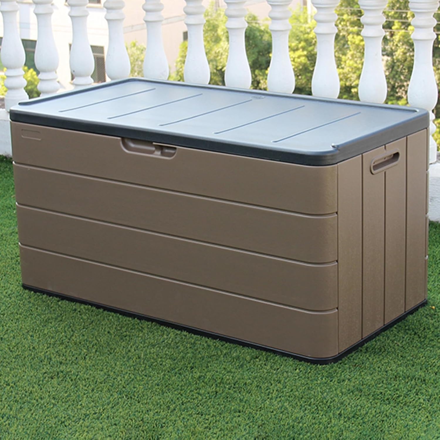 Outdoor Deck Boxes, Lockable Plastic Storage Box with Lid, Patio Cushion Storage Box Furniture for Garden, Pool, Balcony, Load-bearing Capacity 150kg